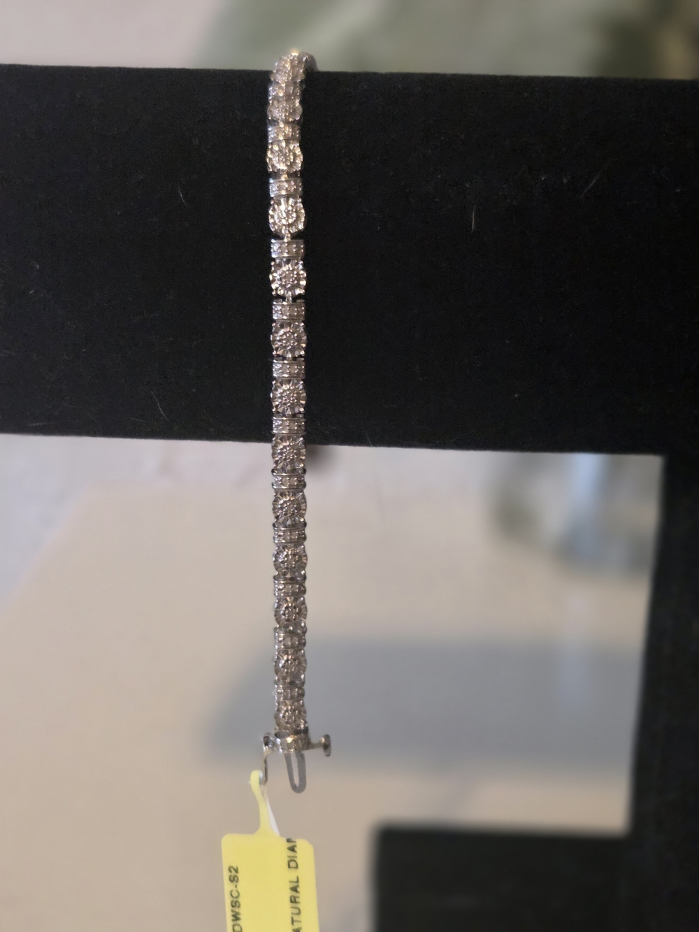 Natural Diamond Tennis Bracelet In 925 Sterling Silver 7 1/2 Inch